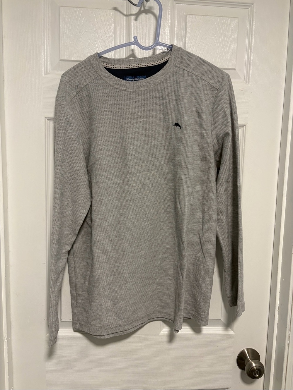 Tommy Bahama Light Gray Long-Sleeve Crewneck Shirt